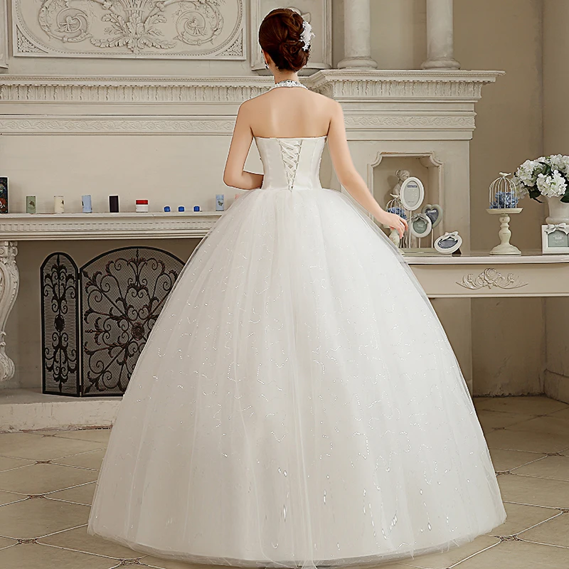 Это Yiya свадебное платье сексуальное Холтер без рукавов белое свадебное платье шикарное Хрустальное Кружевное Свадебное бальное платье принцессы HS102