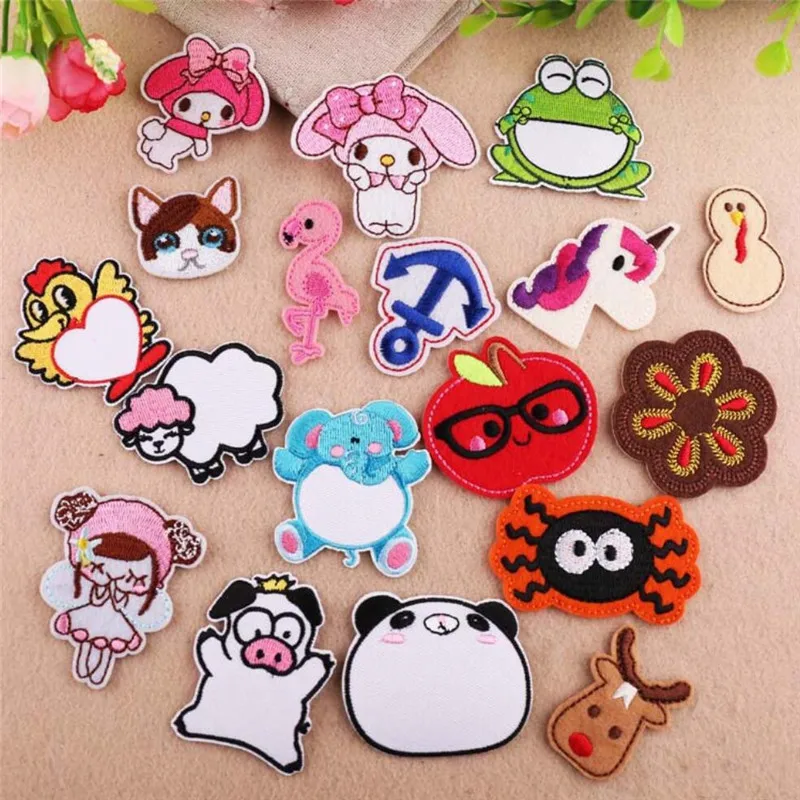 

10PCS Fashion Embroidered Small Frog Pig Unicorn Patch for Clothing Applique for Jeans DIY Accessories Cute Iron on Patches