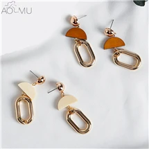 AOMU-Geometric-Wood-Semicircle-Statement-Earrings-Oval-Chain-buckle-Tassel-Drop-Dangle-Earrings-For-Women-Wedding