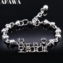 Семейный Браслет из нержавеющей стали женский серебряный цвет мама папа сын браслет дочери ювелирные изделия bracciale donna B17770