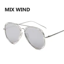 MIX WIND Fashion Women Sunglasses Classic Brand Designer Twin-Beams Coating Mirror Flat Panel Lens Summer Shades UV400