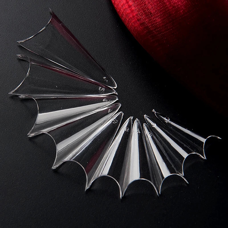 

Nail Art False Nails- 500 tips STILETTO Curved Clear French Nail Tips Fold the non-trace Professional Artificial Fingernails