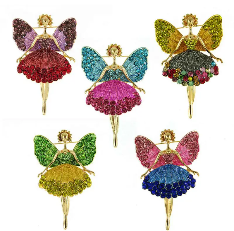 TianBo, 5 цветов, эмаль, принцесса, Волшебная брошь, крылья ангела, балетные костюмы для девочек, банкетное платье, шарф, женская брошь, заколка, размер 5,9*4 см