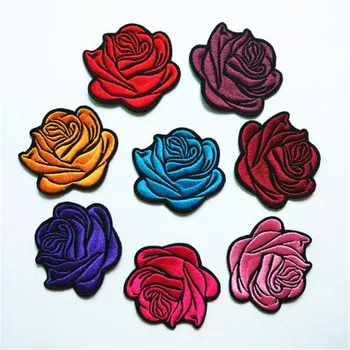 

5pcs/lot Sew / Iron on Patch for Jeans Jacket Embroidered Applique Badge Rose Flower Patch for Clothing Fabric Apparel DIY