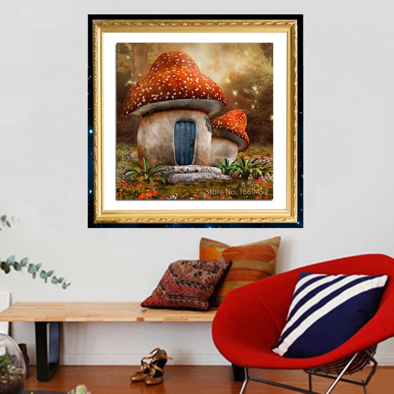 Home Decoration Diy Diamond Embroidery Painting Cartoon Mushroom House Cross Stitch Pattern By Numbers Paint Beadwork | Дом и сад
