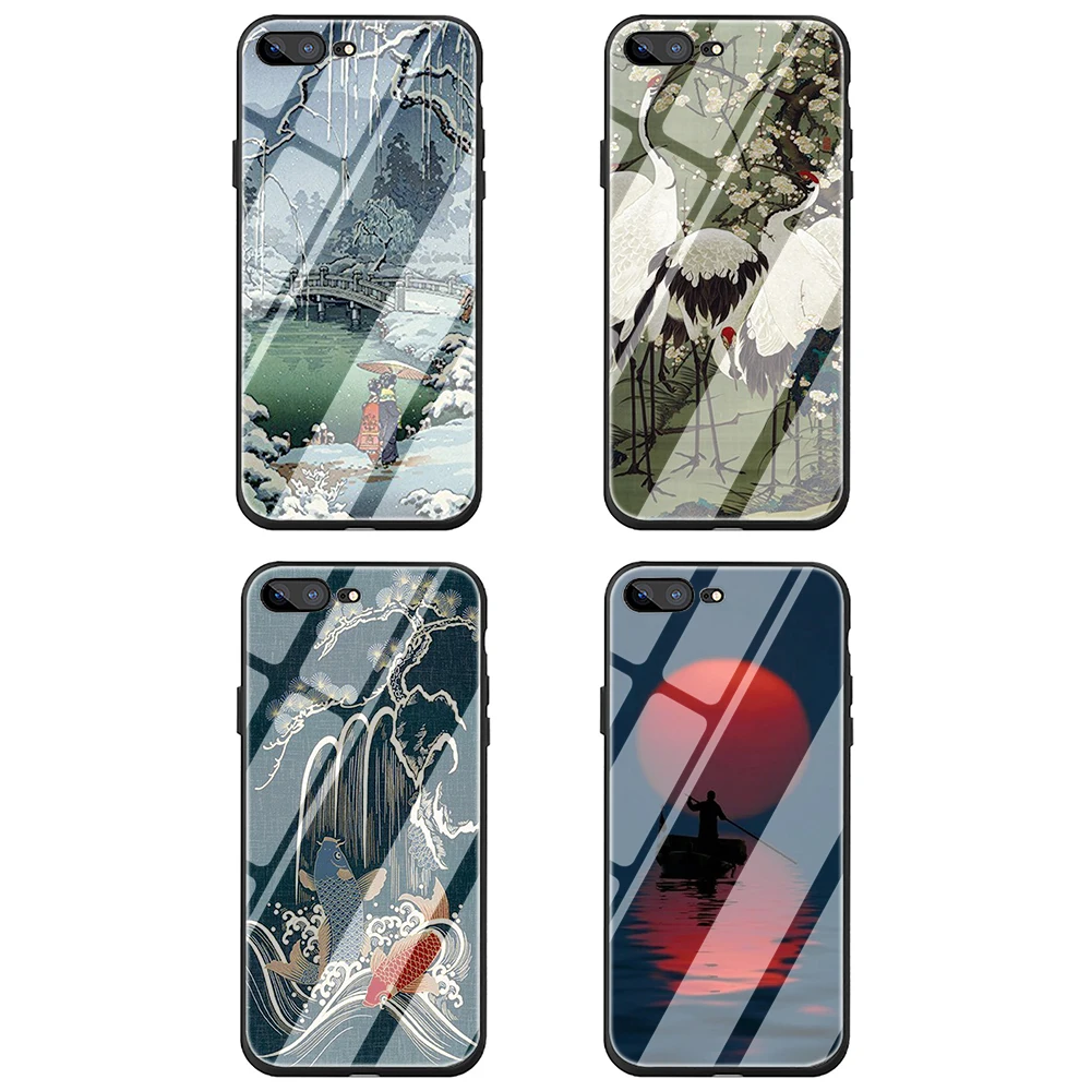 Ukiyo e японский стиль искусство закаленное стекло чехол для телефона iphone SE 2020 5 5S 6 6S
