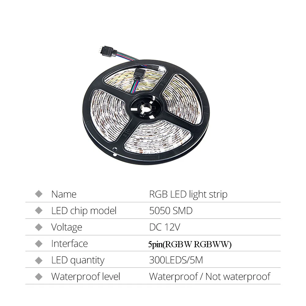 Водонепроницаемая RGBW подсветка rgbww Светодиодная лента s 5 м 5050 RGB Светодиодная лента светильник DC12V лента с пультом управления 3A адаптер питания