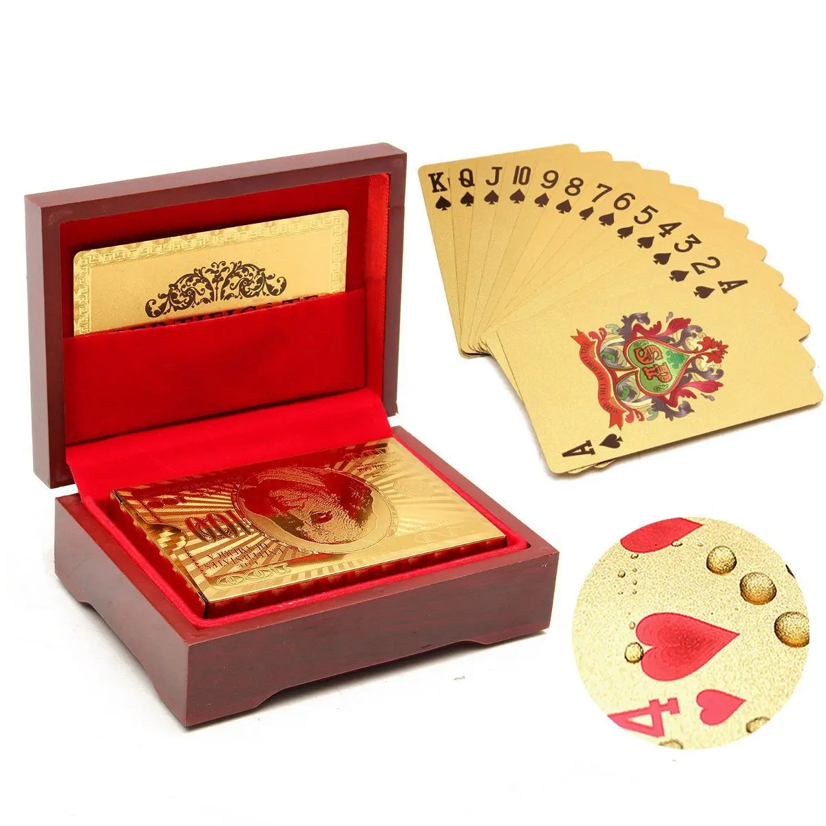 

Plastic Waterproof Gold Poker Cards Set With Red Box Perfect for Birthday Public Relations Planning Best Gifts for Card Lovers
