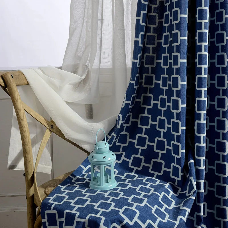 

Modern Simple European Style Curtain Polyester/Cotton Printed Curtains for Living Room for Bedroom Blackout Curtains
