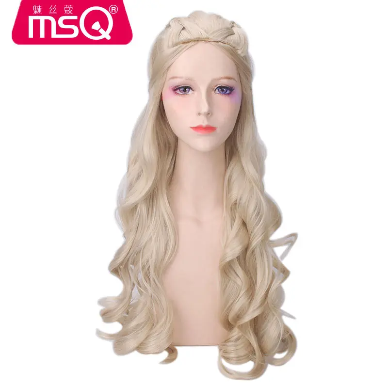 

Cosplay Wigs 80cm Synthetic Curly Hair Wig for Women Heat Resistant Fiber Hairpiece Big Wave Wig Gold Silver Hair Free Shipping