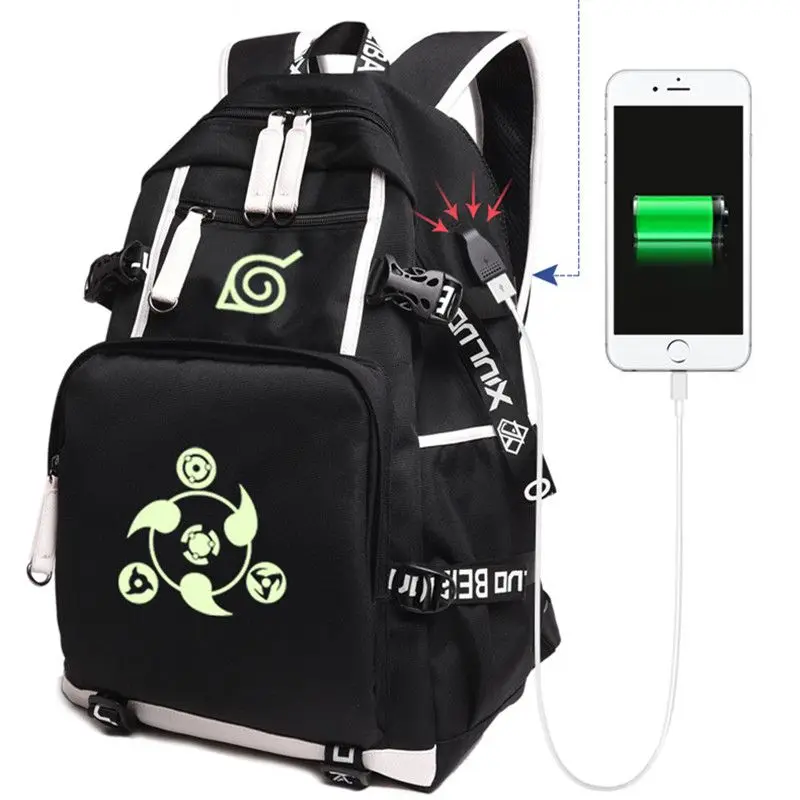 Buy 2018 Anime Naruto Canvas USB Charge Backpacks