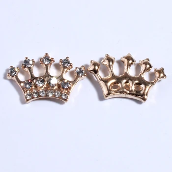 

10PCS 14*23MM Fashion Chic Silver Crystal Crown Buttons For Wedding Invitation Rhinestone Button For Decorate Craft Accessories