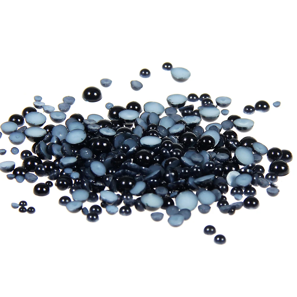 

Black Color Non Hotfix Half Round Pearls 2mm-5mm And Mixed Sizes 500pcs/1000pcs Glue On Resin Crafts Beads Use Glue DIY Designs