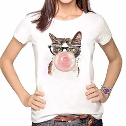 Женская одежда, футболка, модная Милая футболка с рисунком кота, повседневная женская футболка, женская футболка с коротким рукавом, Топ