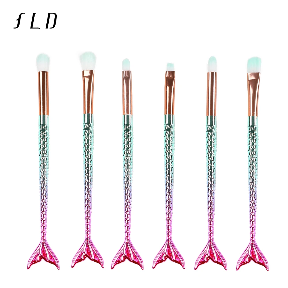 

FLD 6 Pieces Brushes Set for Make-up Professional Eye Shadow Foundation Eyebrow Lip Makeup Brush Suit Make Up Tools