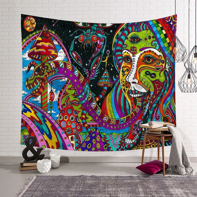 

Polyster Hippie Creative Pattern Tapestry Mandala Pattern Tapestry Abstract Painting Art Wall Hanging Livingroom Decor Crafts