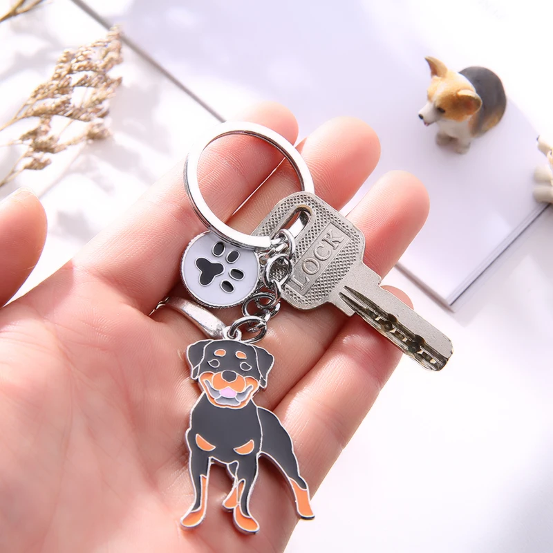 Rottweiler dog pendant key ring