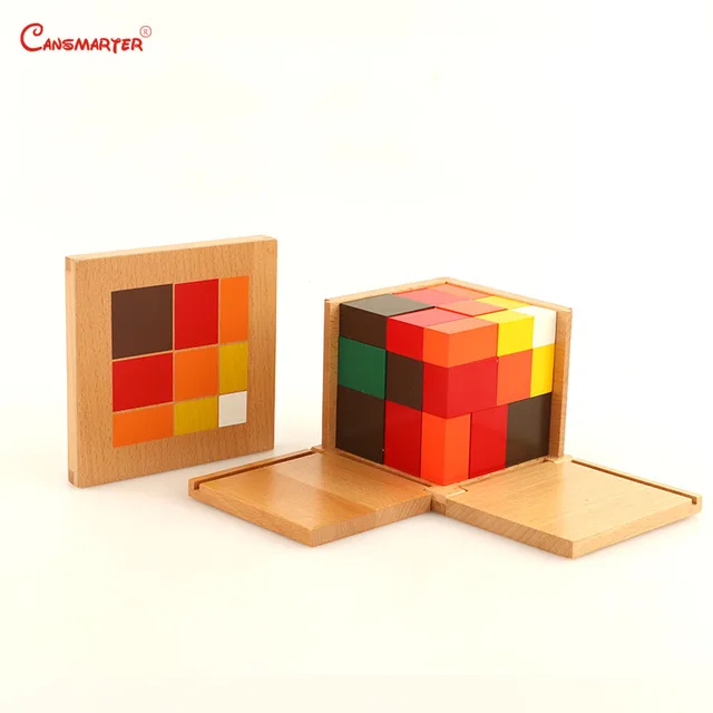 US $60.85 Arithmetic Trinomial Cube Wooden Toys Montessori Box Student Teaching Materials Wood Blocks Childre