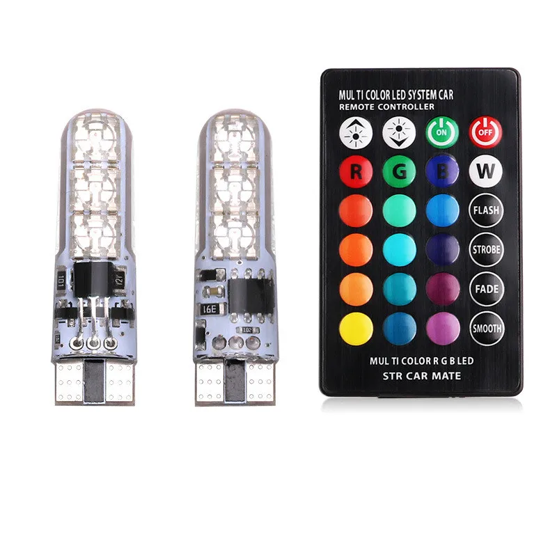 

1Set T10 RGB Car Interior Decoration Light Width Remote Control 12V 6 SMD Atmosphere Lamp Reading Wedge Light for motorcycle