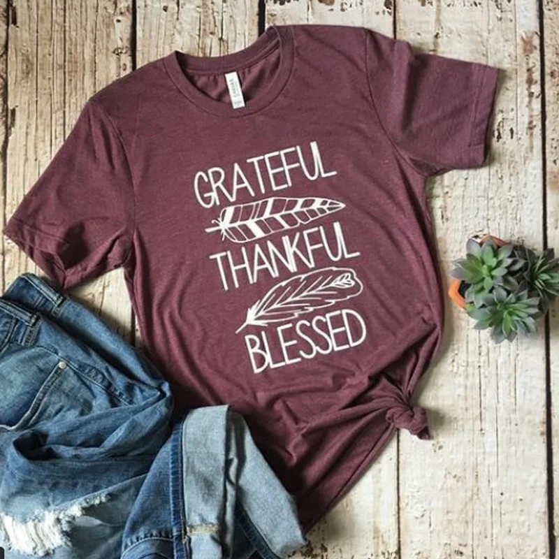 

Women Grateful Blessed Top Football Yall T-shirts Womens Plus Size Tshirt Fall Clothing Thankful Shirt Mama Tee Jesus Tops