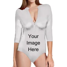 FORUDESIGNS/слитный купальник, женский купальник с длинным рукавом, женский купальник с изображением букв на заказ, купальный костюм для женщин, пляжные костюмы