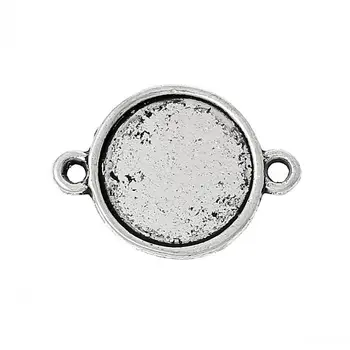 

DoreenBeads Connectors Findings Round Silver Color Cabochon Settings(Fit 12.0mm)20mm x 14mm(6/8" x 4/8"),100 PCs from yiwu