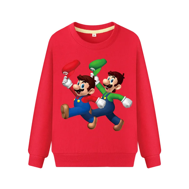 Child Pink Hoodies Boys Girls Spring Autumn Sports Sweatshirts Kids Cartoon Mario Hoodies Costume Baby 100%Cotton Hoodie WK118 (4)