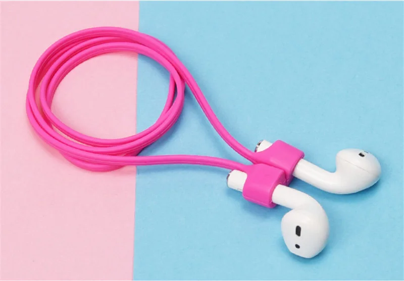Магнитный кабель для наушников Apple airpods ремешок аксессуары для наушников Анти-потеря ремешок для наушников для Apple Air Pods - Цвет: Розово-красный