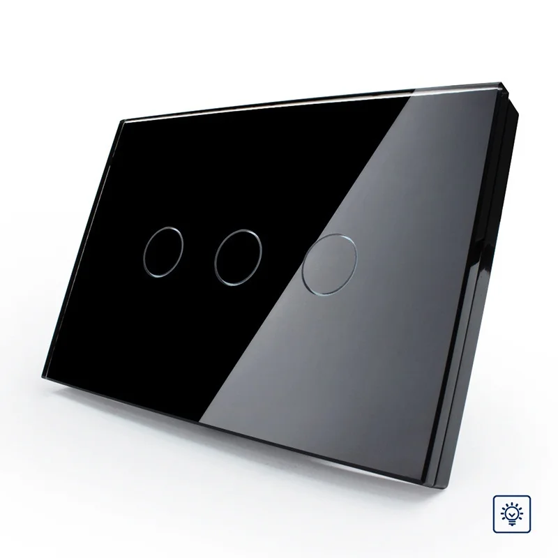 US AU Standard Touch Switch Livolo Black Pearl Crsytal Glass Panel 3Gangs 1Way 220V 50Hz Touch
