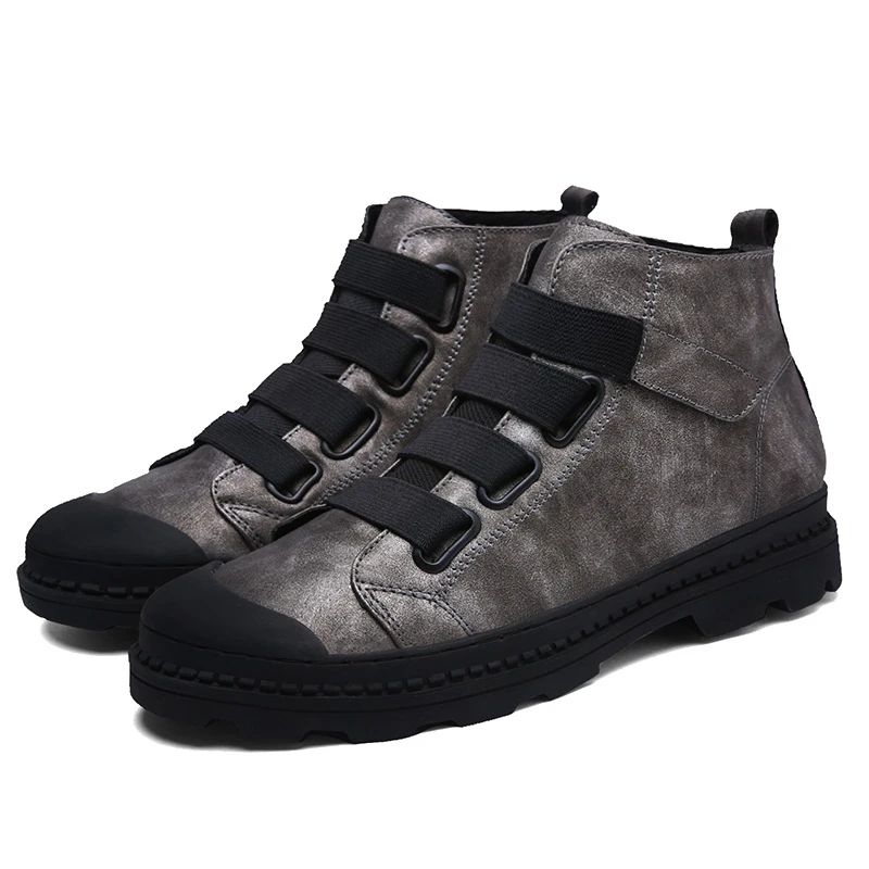

MIUBU Genuine Leather Men Ankle Boots Breathable Martin Boots Man Leather High Top Shoes Outdoor Casual Shoes Botas Homme