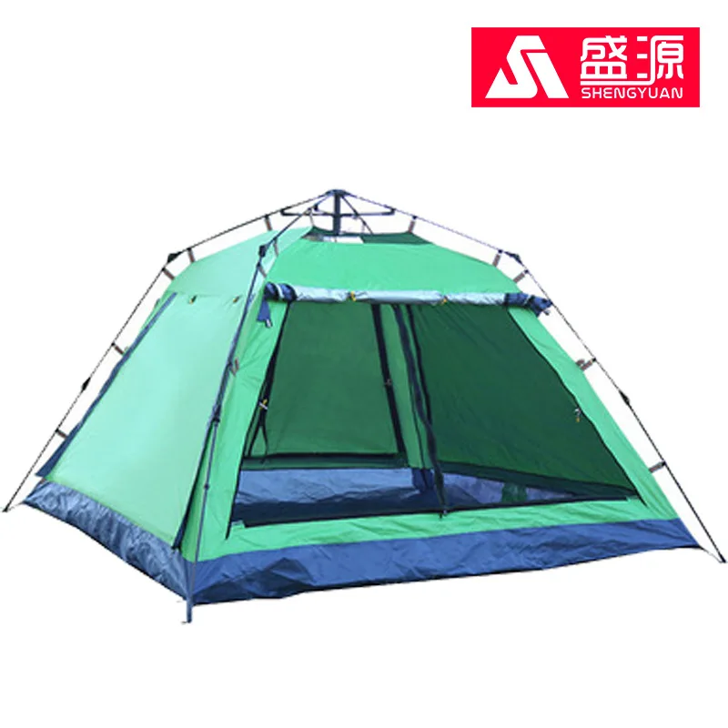 

Pop Up 4 Door 4 Corners 4 Person Camping Tent Square Top Waterproof Windproof Large Space Automatic Instant Pop Up Family Tent