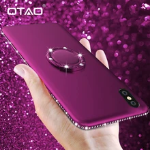 OTAO 3D Bling Diamond Soft Silicone Case For iPhone 7 8 6 6s Plus XS MAX XR X Magnetic Phone Case Finger Ring Holder Cover Coque