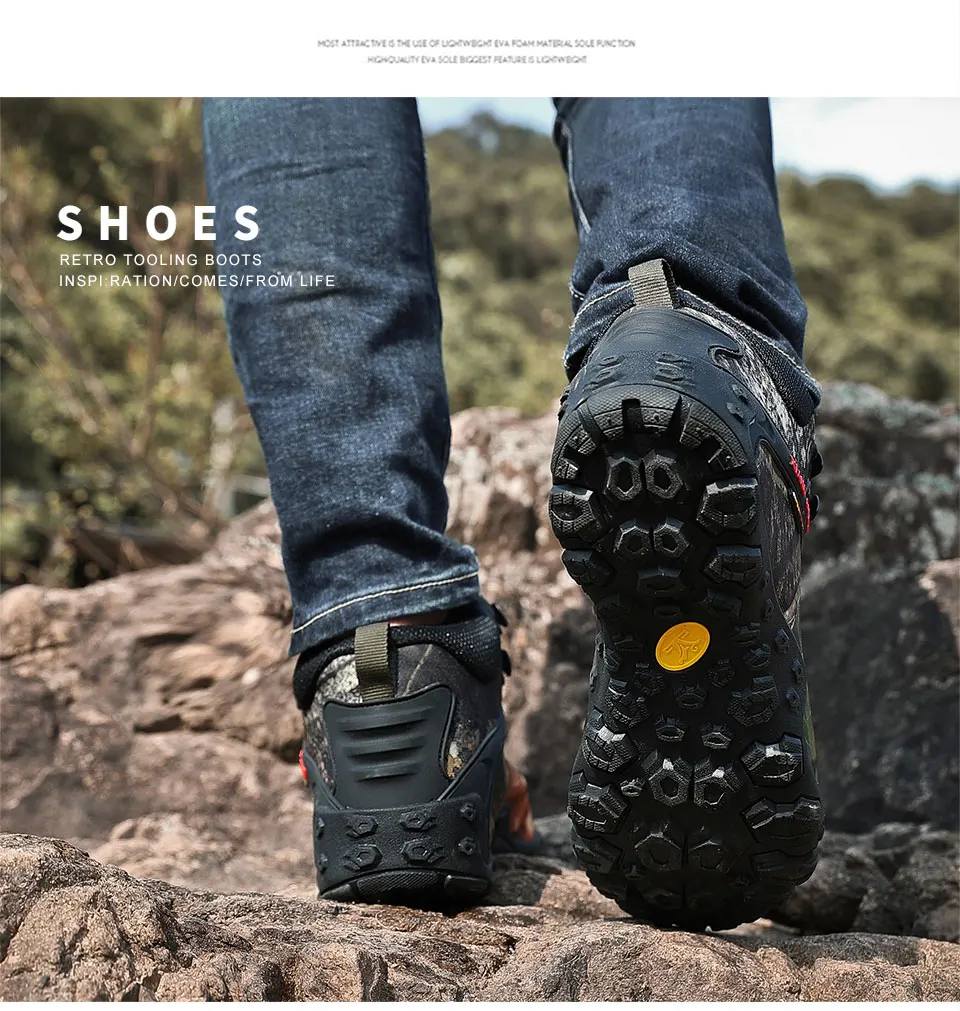 XIANG GUAN мужские треккинговые ботинки женские водонепроницаемые треккинговые ботинки высокие черные камуфляжные спортивные альпинистские уличные Прогулочные кроссовки 8