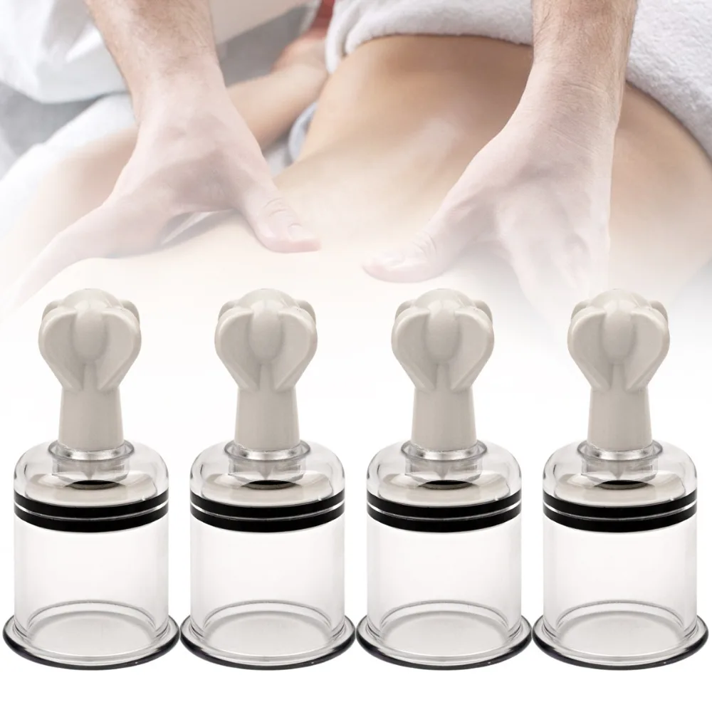 

4 Pcs Large Size Vacuum Cupping Acupuncture Traditional Chinese Relieve Pain Medical Body Cellulite Suction Cup Set 3031