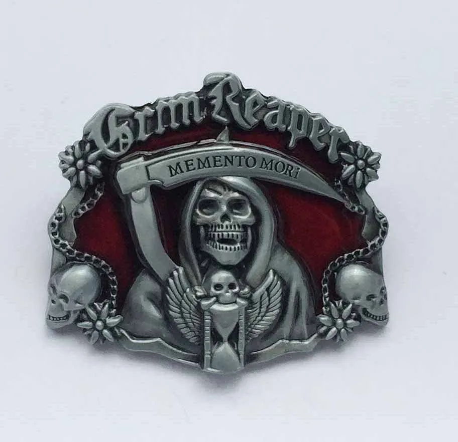 

3 colors Grim Reaper Memento Mori Skull Belt Buckle