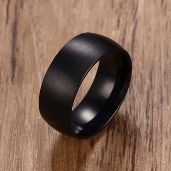 

8mm All Black Domed Brushed Ring for Men Stainless Steel Wedding Band Engagement Anniversary Male Jewelry Anel Aneis Anillos