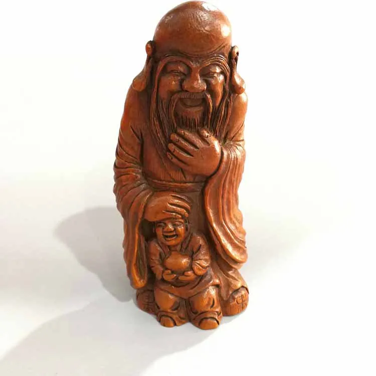 

Authentic lobular poplar wood carving hand piece solid wood play Chinese craft gift boutique promotion Ruyi Birthday Star