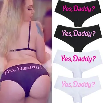 

Women Sexy Lingerie G-string Briefs Underwear Panties T string Thongs Knickers Yes Daddy Letter Printing Sexy Women Panties