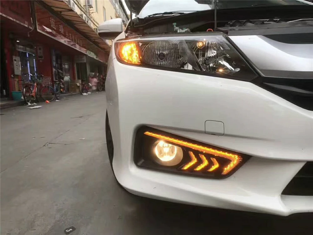 CSCSNL 2 шт. для Honda City DRL Габаритные огни дневного света 12V ABS колпак противотуманных фар пожелтеет со темно-синий