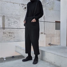 Новая мужская одежда модная Личность несимметричные 9 минут назад-ремень брюки с темным шерстяным узором