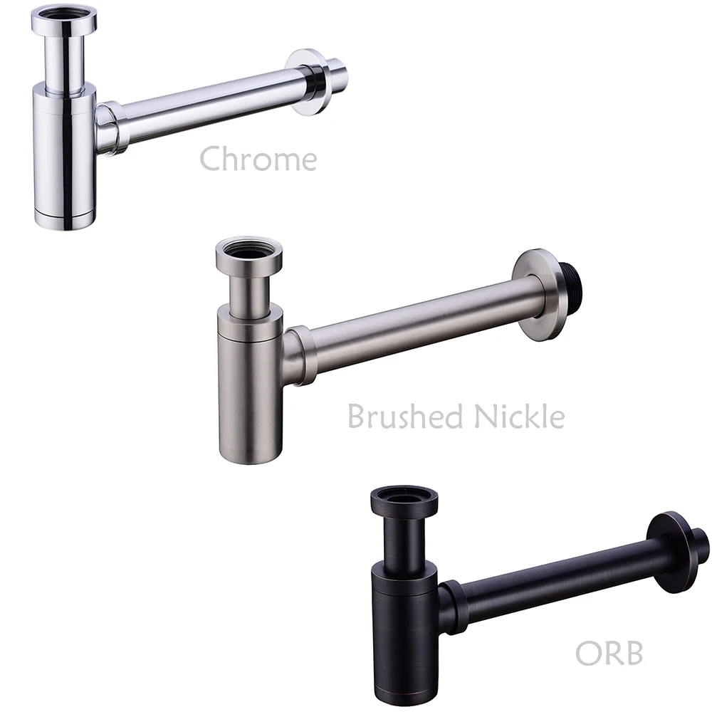 Chrome/Brushed Nickle/ORB Brass Bottle P Trap Basin Sink Waste Trap Drain Tube Kit Adjustable height - AliExpress Home Improvement