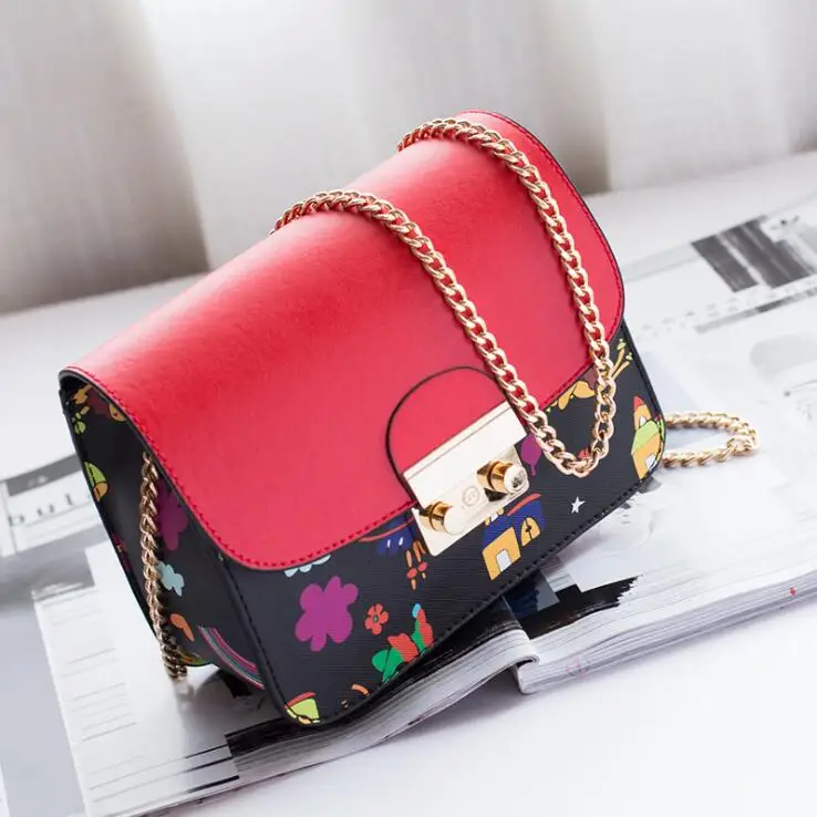 

Colorful Cartoon Chain Evening Clutch Bag Women Bags Wedding Handbags Metal Printing Clutches Bag Chain Shoulder Bag shipping