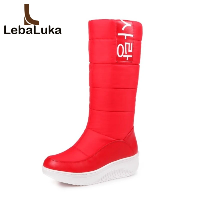 

Tuyoki Size 35-44 Women Wedges Mid Calf Snow Boots Women Platform Slip On Shoes Women Thick Fur Winter Warm Botas Footwear