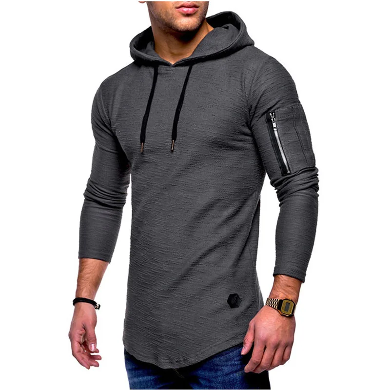 Осенние мужские толстовки размера плюс M-3XL, мужские одноцветные пуловеры с длинным рукавом, толстовка с капюшоном, Мужская Уличная одежда в стиле хип-хоп - Цвет: Серый