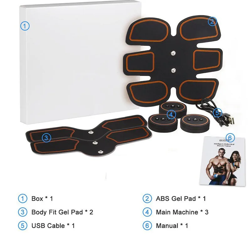 Rechargable Electric Pulse Treatment Muscle Stimulator EMS Stimulation Slimming Abdominal Muscle Exerciser Fitness Loss Weight-9