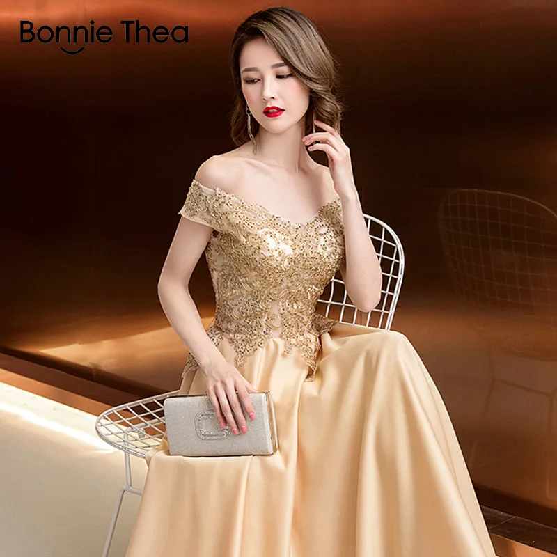 Женское платье с вышивкой Bonnie Thea модное офисное вечернее открытыми плечами на