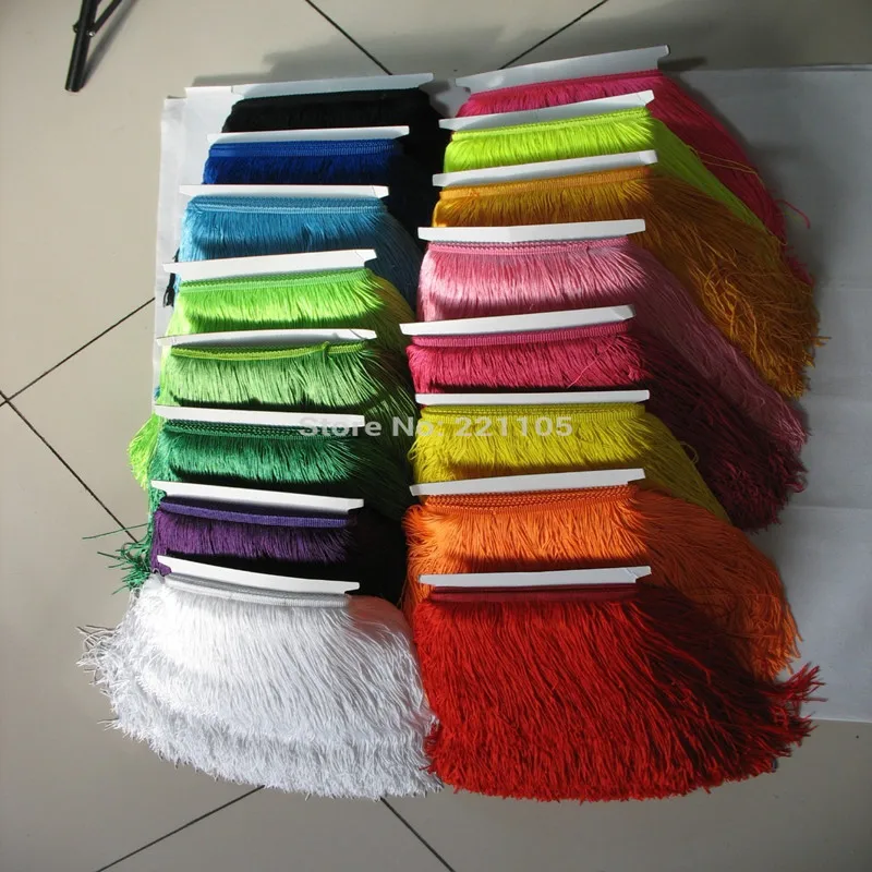

10Meter 30CM Long Trim Polyester Fringe Tassel African Lace Ribbon Yarn Trimming For Sew Latin Dress Clothes Trim Accessories