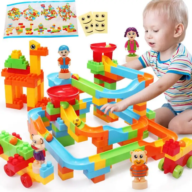 

4 Type 78-250PCS Educational toy Marble Race Run Maze Track Ball Building Blocks Plastic Funnel Slide Big Size Bricks Compatible