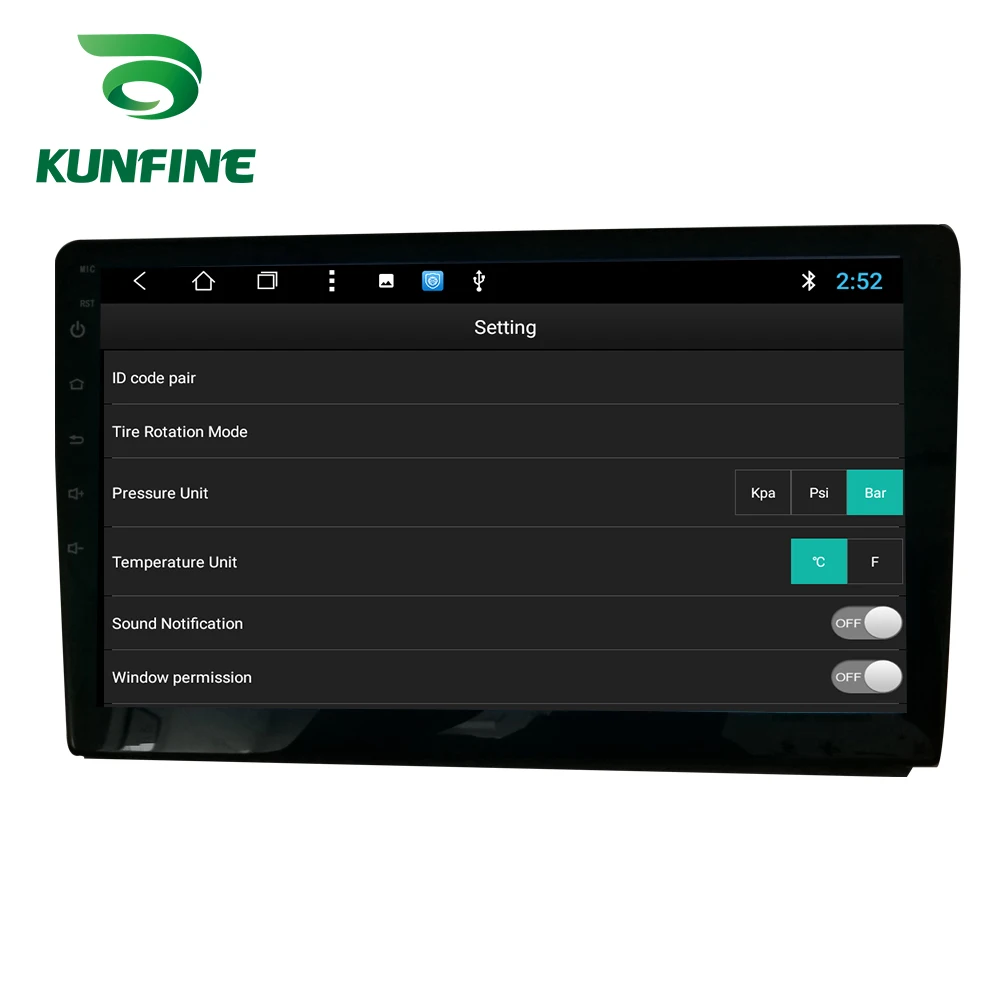 KUNFINE USB Android TPMS система контроля давления в шинах Дисплей Сигнализация 5 в Android навигация автомобильное радио с 4 датчиками
