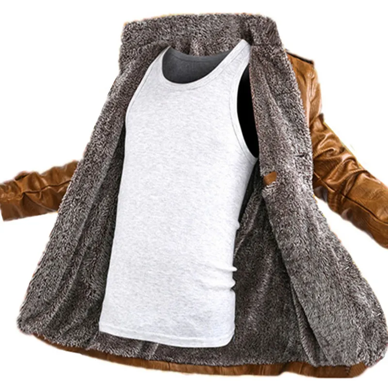 

2019 Autumn and Winter Fashion New Men's Casual Boutique Plus Velvet Thick Warm Leather Jacket Coat